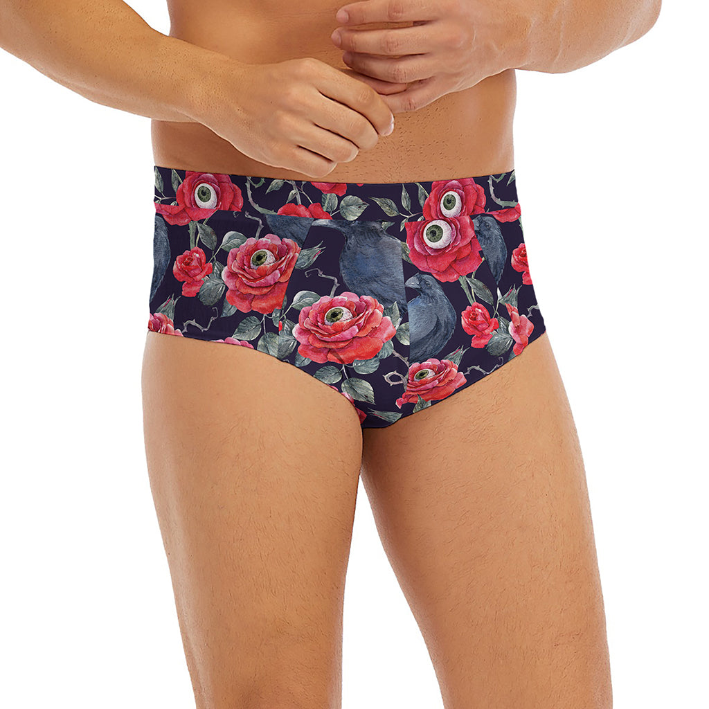 Eyeball Rose Pattern Print Men's Briefs