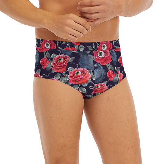 Eyeball Rose Pattern Print Men's Briefs