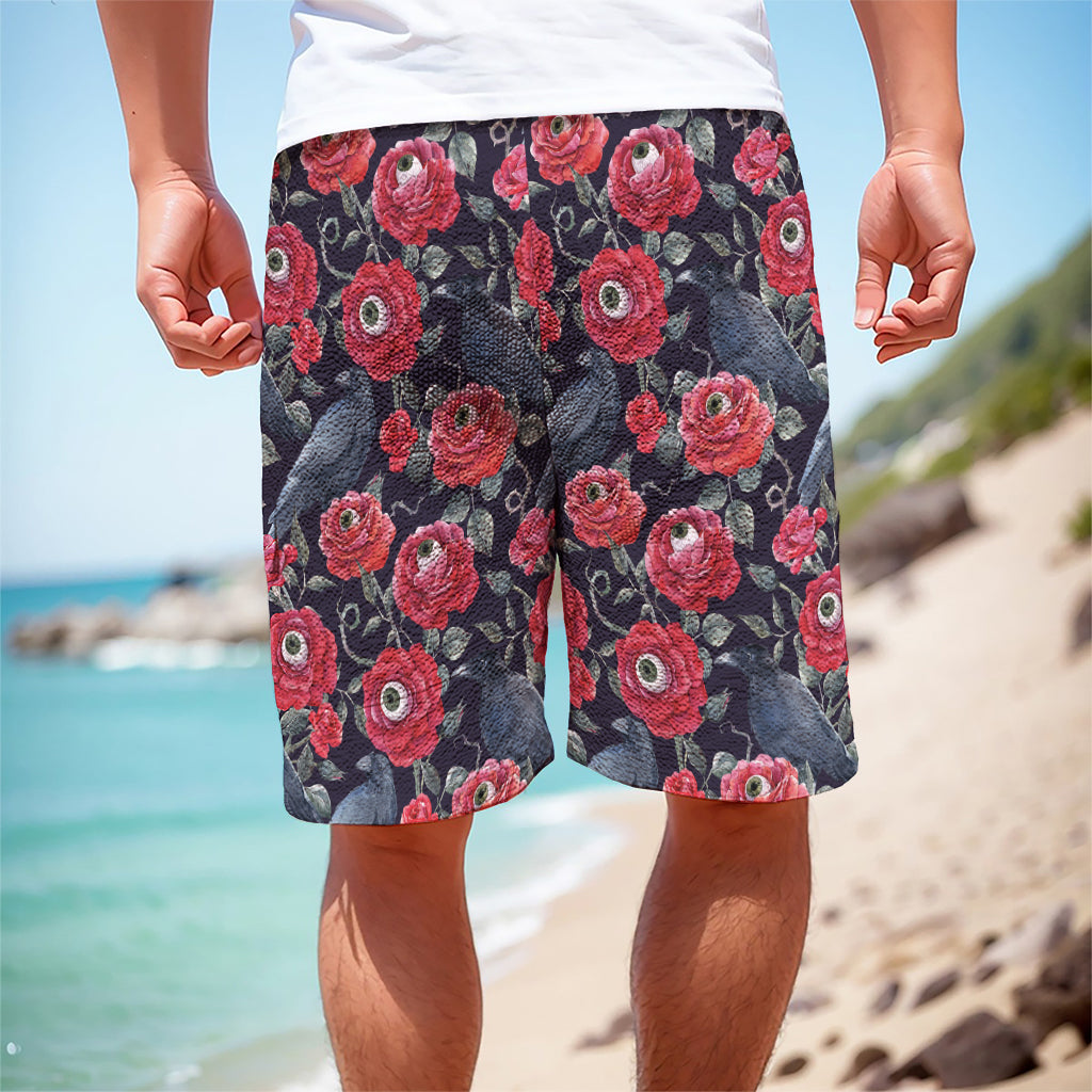 Eyeball Rose Pattern Print Men's Cargo Shorts