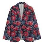 Eyeball Rose Pattern Print Men's Cotton Blazer