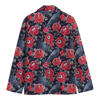 Eyeball Rose Pattern Print Men's Cotton Blazer