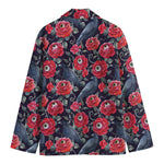 Eyeball Rose Pattern Print Men's Cotton Blazer