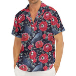 Eyeball Rose Pattern Print Men's Deep V-Neck Shirt