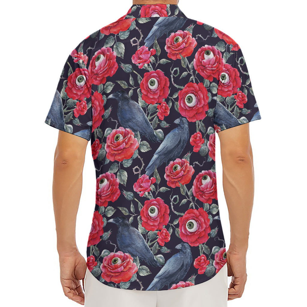 Eyeball Rose Pattern Print Men's Deep V-Neck Shirt