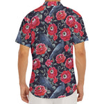 Eyeball Rose Pattern Print Men's Deep V-Neck Shirt