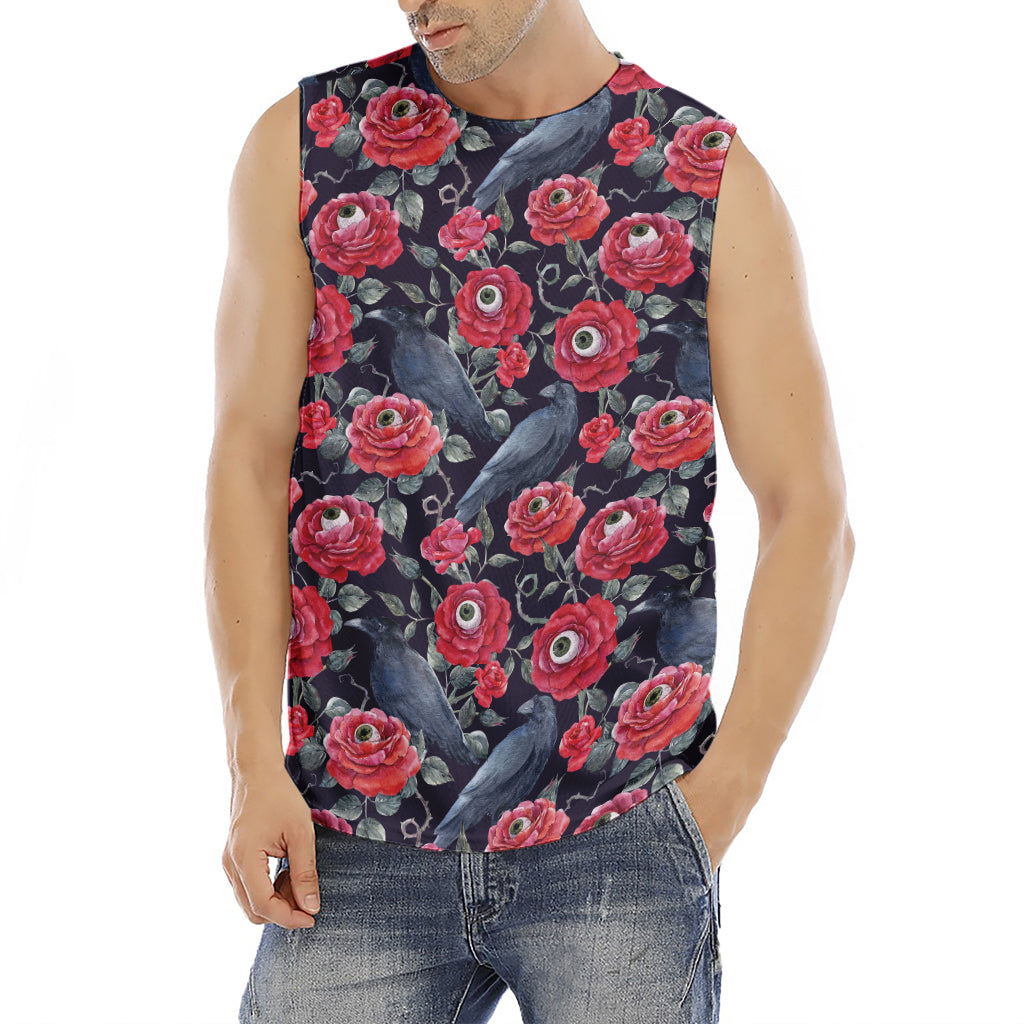 Eyeball Rose Pattern Print Men's Fitness Tank Top