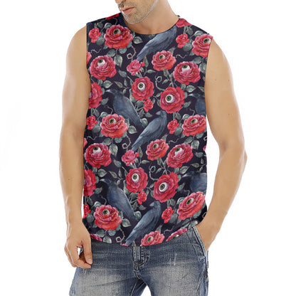 Eyeball Rose Pattern Print Men's Fitness Tank Top