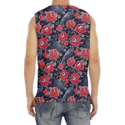 Eyeball Rose Pattern Print Men's Fitness Tank Top