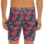 Eyeball Rose Pattern Print Men's Long Boxer Briefs
