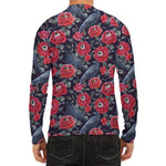 Eyeball Rose Pattern Print Men's Long Sleeve Rash Guard