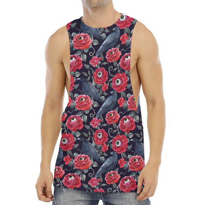 Eyeball Rose Pattern Print Men's Muscle Tank Top