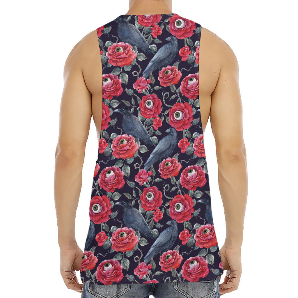 Eyeball Rose Pattern Print Men's Muscle Tank Top