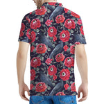 Eyeball Rose Pattern Print Men's Polo Shirt