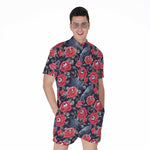 Eyeball Rose Pattern Print Men's Rompers