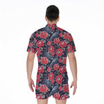 Eyeball Rose Pattern Print Men's Rompers