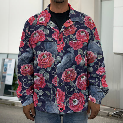Eyeball Rose Pattern Print Men's Shirt Jacket