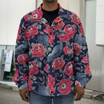 Eyeball Rose Pattern Print Men's Shirt Jacket