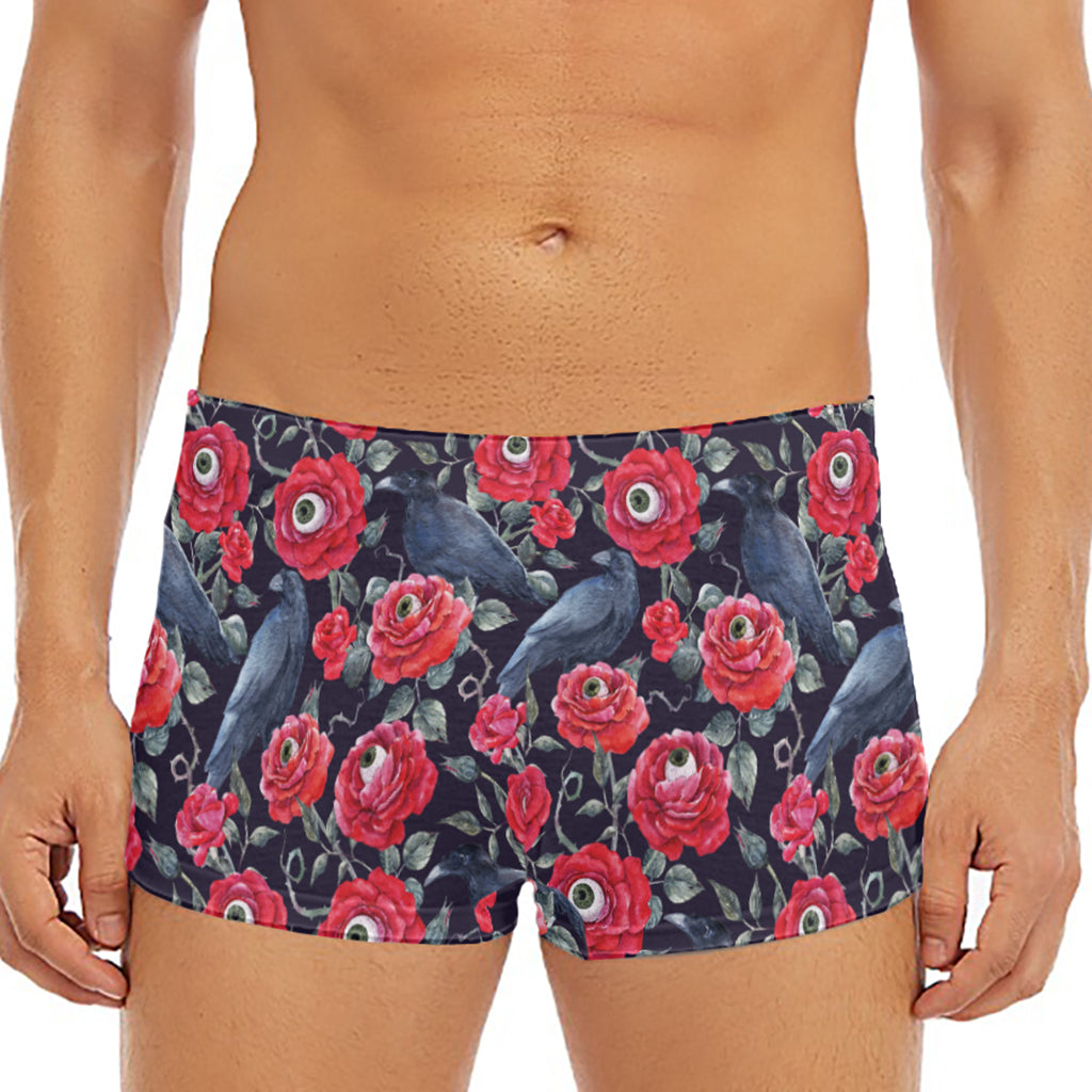 Eyeball Rose Pattern Print Men's Short Boxer Briefs