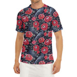 Eyeball Rose Pattern Print Men's Short Sleeve Rash Guard