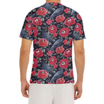 Eyeball Rose Pattern Print Men's Short Sleeve Rash Guard