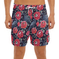 Eyeball Rose Pattern Print Men's Split Running Shorts