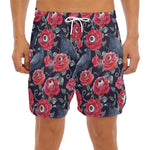 Eyeball Rose Pattern Print Men's Split Running Shorts