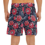 Eyeball Rose Pattern Print Men's Split Running Shorts