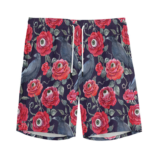 Eyeball Rose Pattern Print Men's Sports Shorts