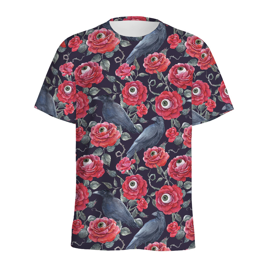 Eyeball Rose Pattern Print Men's Sports T-Shirt
