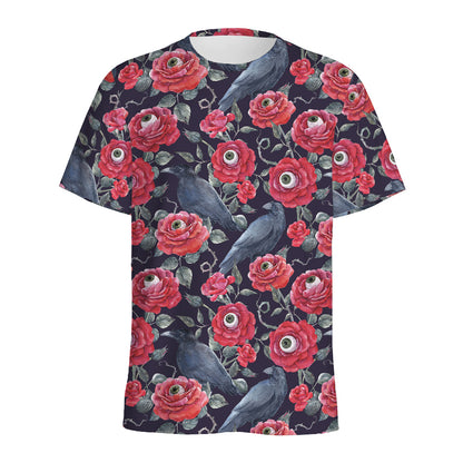 Eyeball Rose Pattern Print Men's Sports T-Shirt