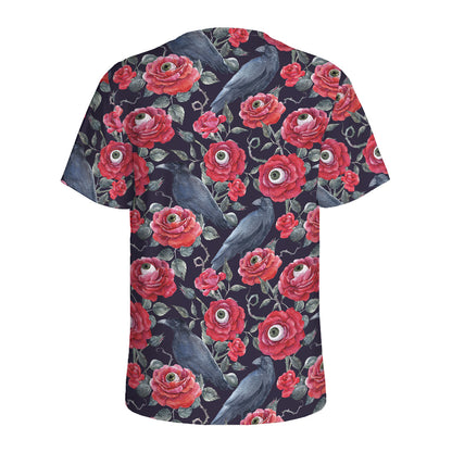 Eyeball Rose Pattern Print Men's Sports T-Shirt