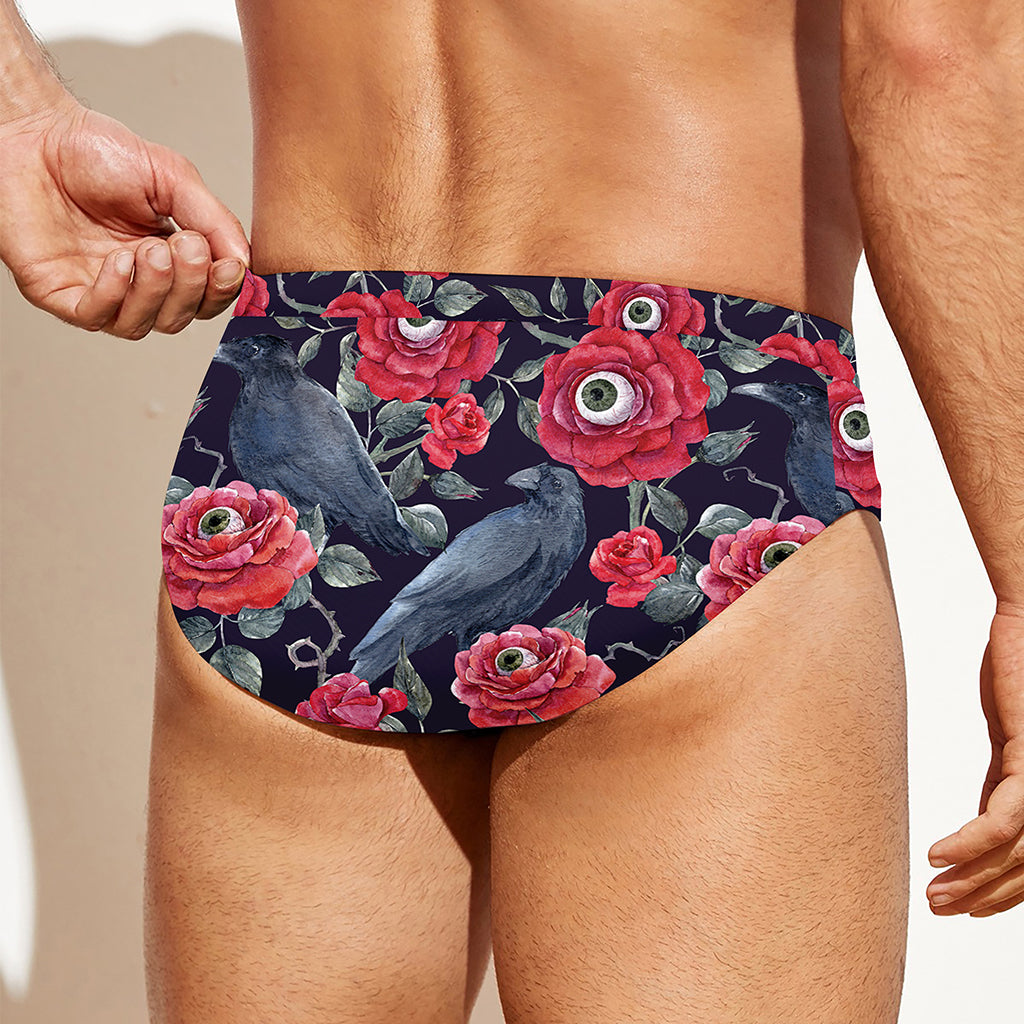 Eyeball Rose Pattern Print Men's Swim Briefs