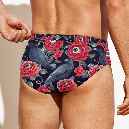 Eyeball Rose Pattern Print Men's Swim Briefs