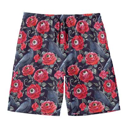 Eyeball Rose Pattern Print Men's Swim Trunks
