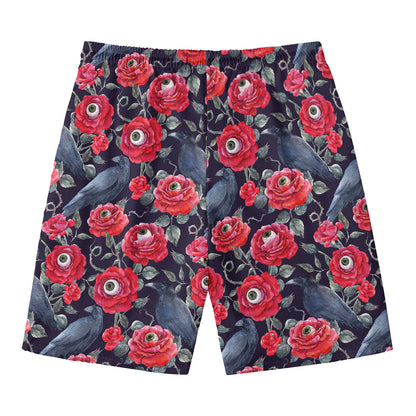 Eyeball Rose Pattern Print Men's Swim Trunks