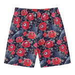 Eyeball Rose Pattern Print Men's Swim Trunks