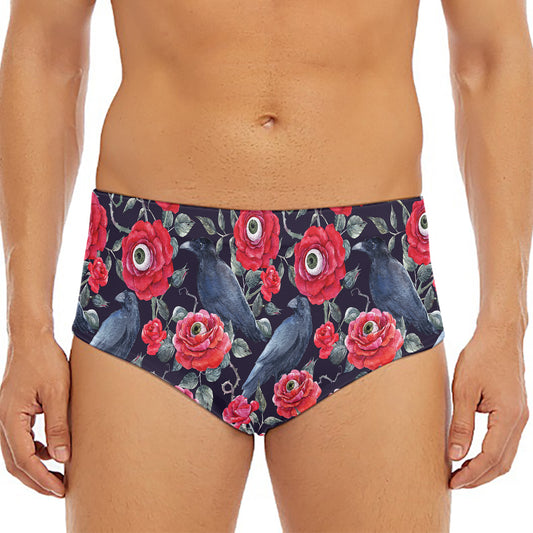 Eyeball Rose Pattern Print Men's Triangle Swim Briefs