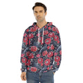 Eyeball Rose Pattern Print Men's Velvet Pullover Hoodie