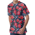 Eyeball Rose Pattern Print Men's Velvet T-Shirt