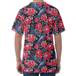 Eyeball Rose Pattern Print Men's Velvet T-Shirt