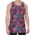 Eyeball Rose Pattern Print Men's Velvet Tank Top