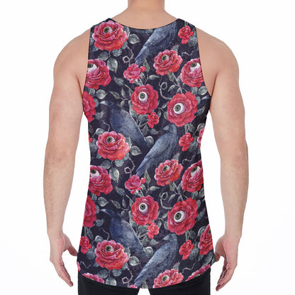 Eyeball Rose Pattern Print Men's Velvet Tank Top