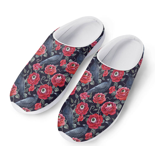 Eyeball Rose Pattern Print Mesh Casual Shoes