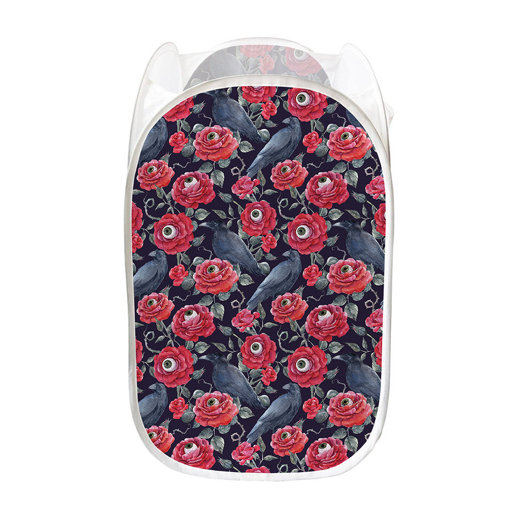 Eyeball Rose Pattern Print Mesh Laundry Hamper