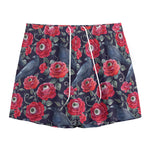 Eyeball Rose Pattern Print Mesh Shorts