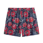 Eyeball Rose Pattern Print Mesh Shorts
