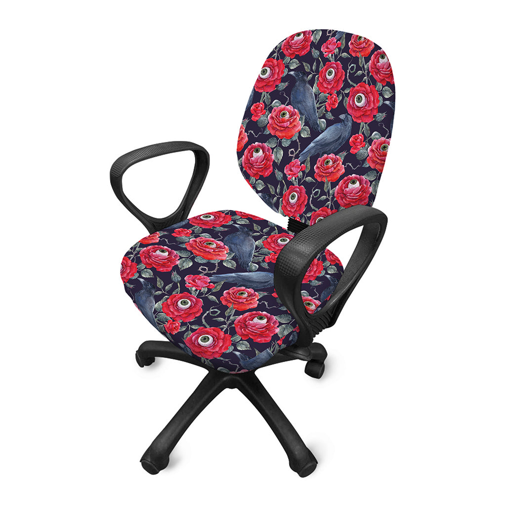 Eyeball Rose Pattern Print Office Chair Cover