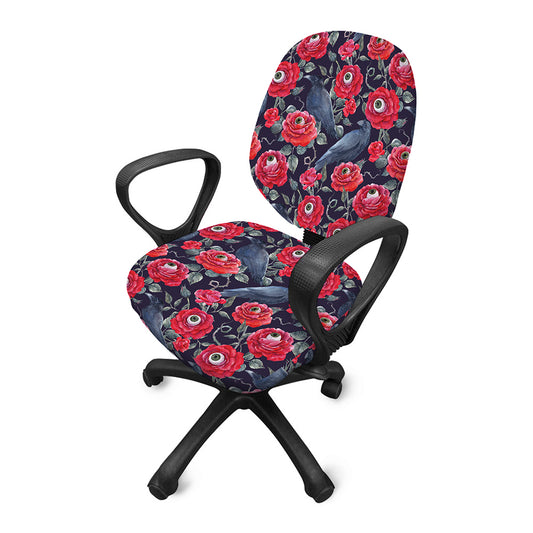 Eyeball Rose Pattern Print Office Chair Cover