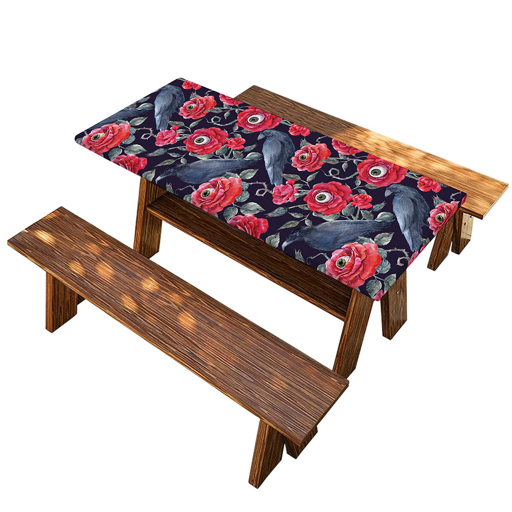 Eyeball Rose Pattern Print Picnic Table Cover