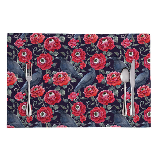 Eyeball Rose Pattern Print Placemat